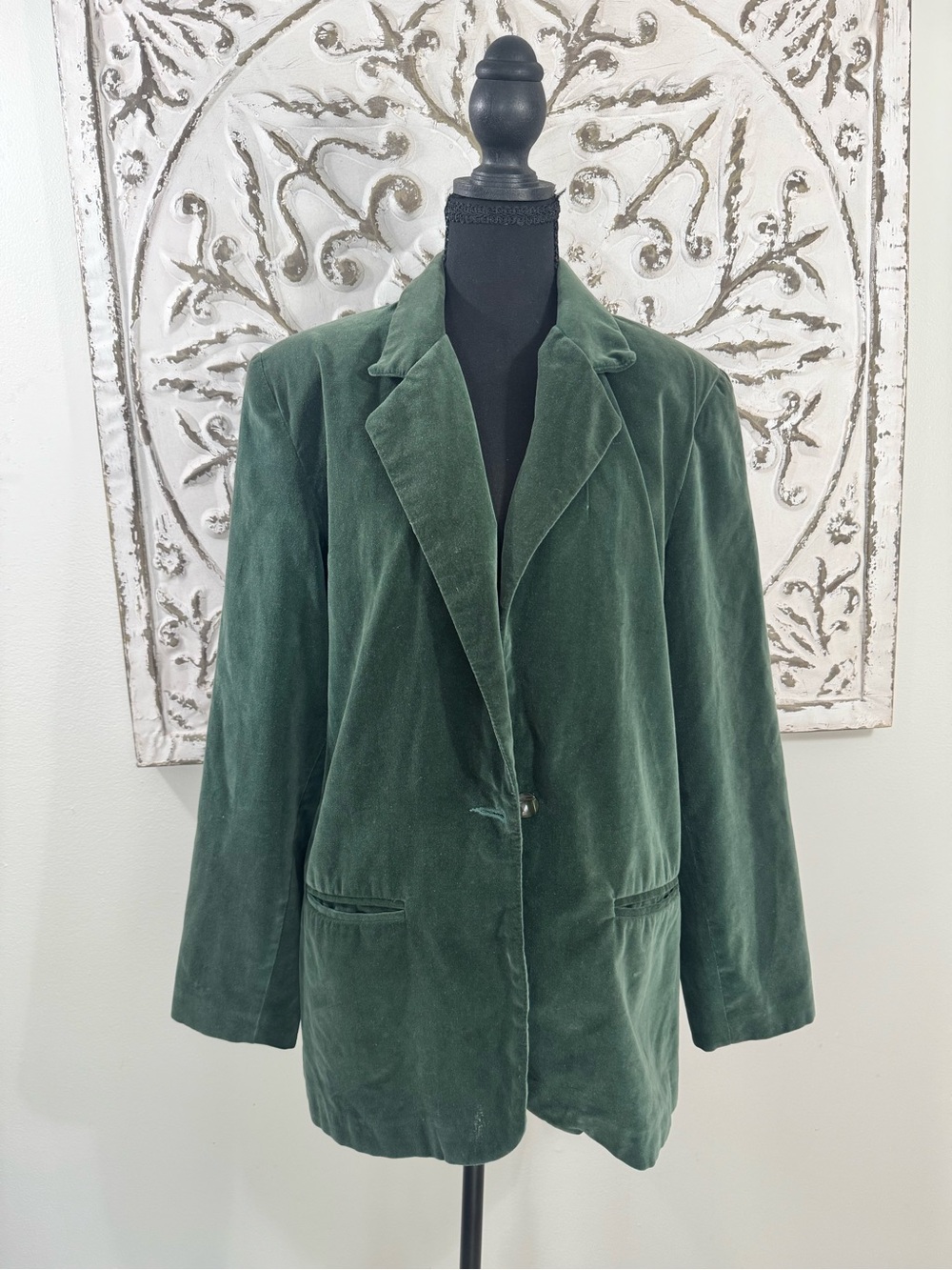 Baxter & Wells Green Velvet Blazer Women’s One Button Jacket Lined Classic Holid
